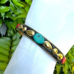 Red blue and gold bangle bracelet